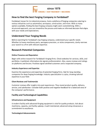 how to find the best forging company in faridabad