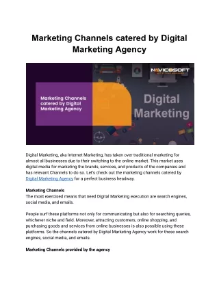 Marketing Channels catered by Digital Marketing Agency