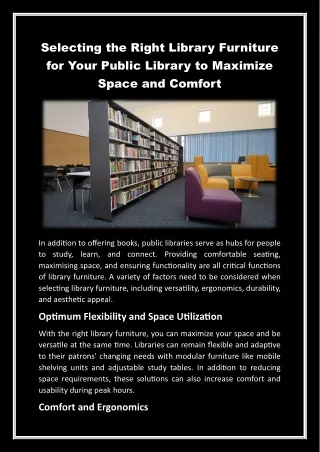 Selecting the Right Library Furniture for Your Public Library to Maximize Space