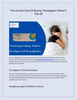The Ins and Outs of Buying Temazepam Online in the UK
