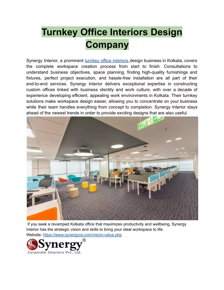 turnkey office interiors design company