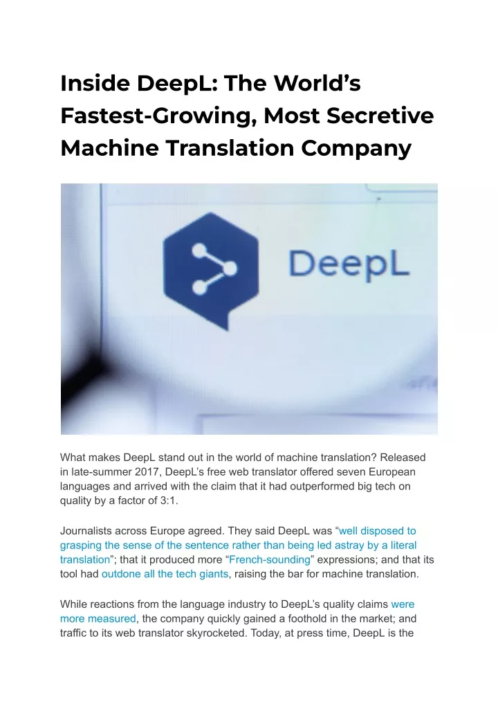 PPT - Inside DeepL_ The World’s Fastest-Growing, Most Secretive Machine ...