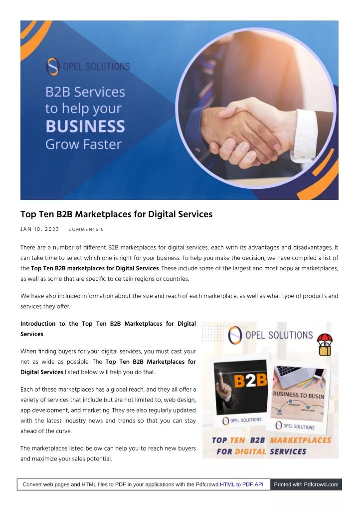 top ten b2b marketplaces for digital services
