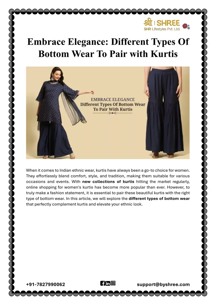 embrace elegance different types of bottom wear