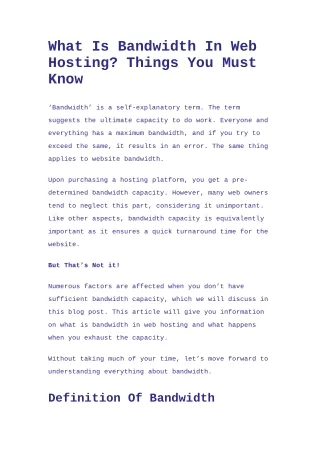 what is bandwidth in web hosting things you must