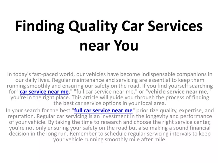 finding quality car services near you