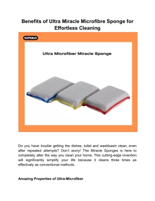 Benefits of Ultra Miracle Microfibre Sponge for Effortless Cleaning