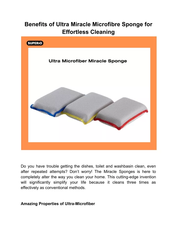 benefits of ultra miracle microfibre sponge