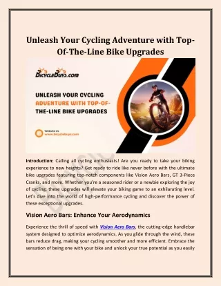 Unleash Your Cycling Adventure with Top-Of-The-Line Bike Upgrades