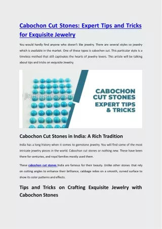 Cabochon cut stones_ Expert tips and tricks for exquisite jewelry