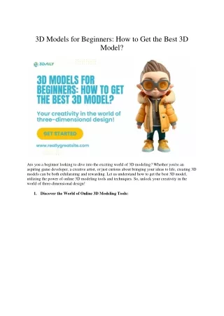 3d models for beginners how to get the best