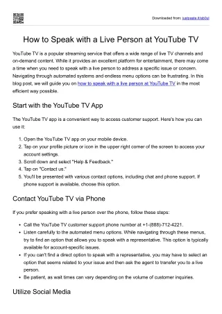 How to Speak with a Live Person at YouTube TV