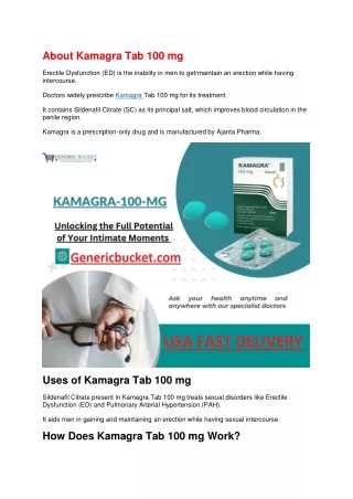 About Kamagra Tab 100 mg