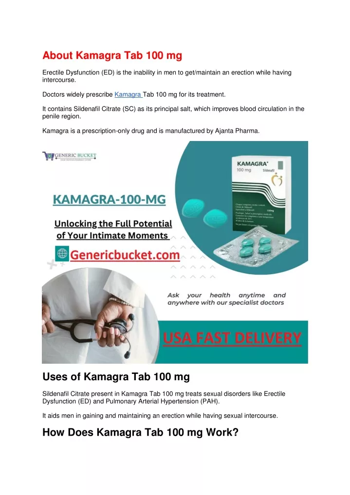 about kamagra tab 100 mg