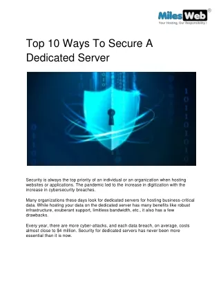 Top 10 Ways To Secure A Dedicated Server