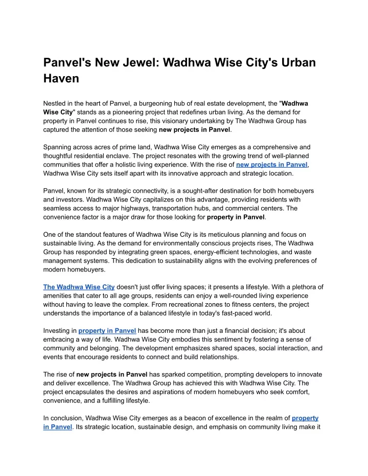 panvel s new jewel wadhwa wise city s urban haven