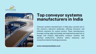 Top Conveyor Systems Manufacturers in India