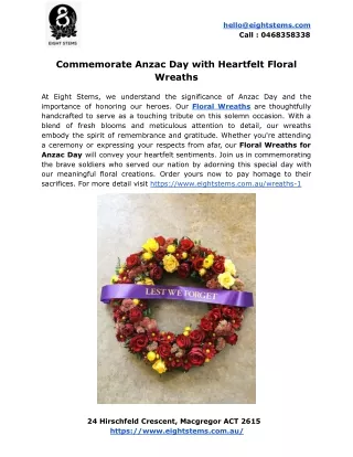 Commemorate Anzac Day with Heartfelt Floral Wreaths