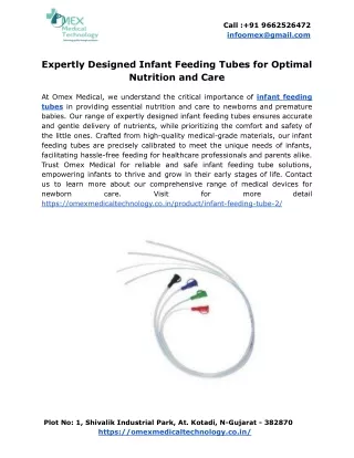 Expertly Designed Infant Feeding Tubes for Optimal Nutrition and Care