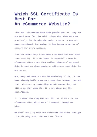 which ssl certificate is best for an ecommerce