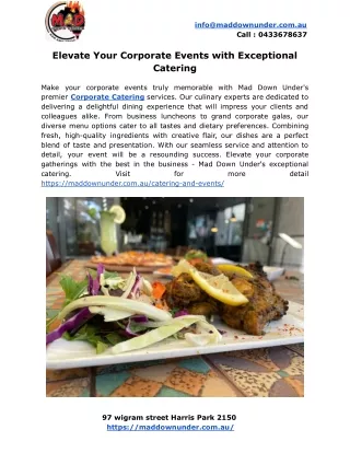 Elevate Your Corporate Events with Exceptional Catering