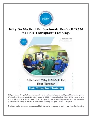 Why Do Medical Professionals Prefer IICSAM for Hair Transplant Training?