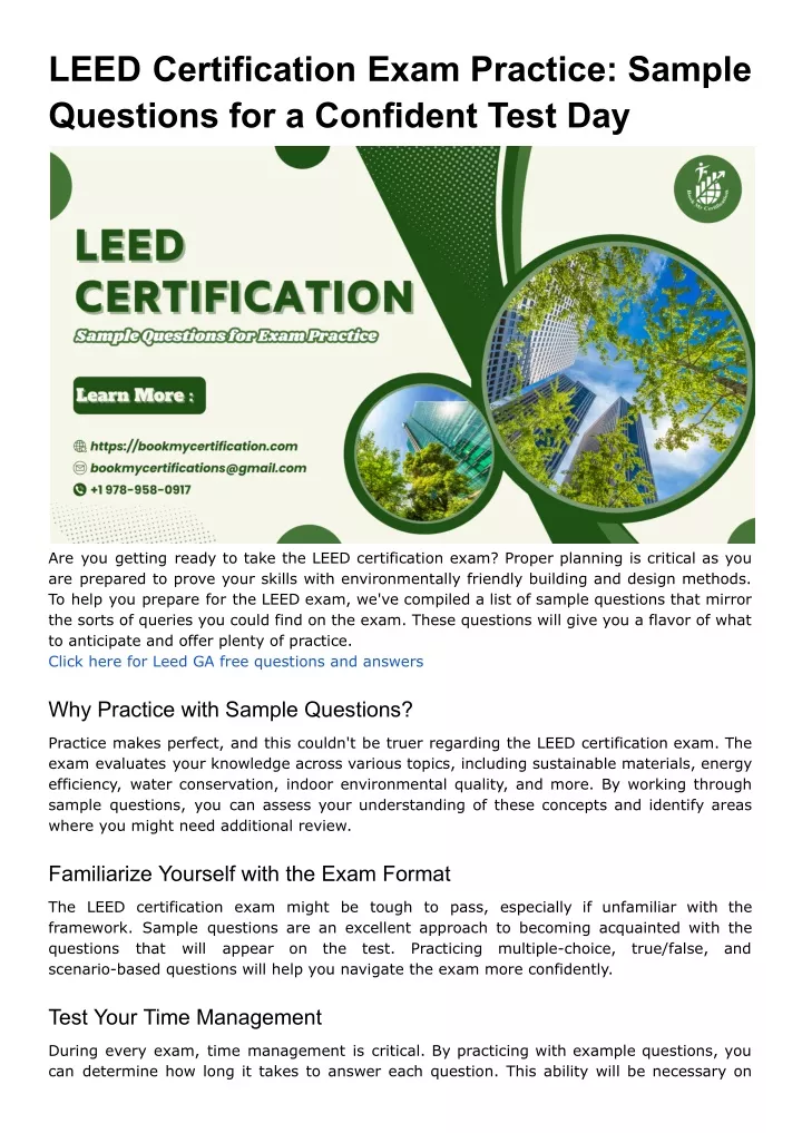 leed certification exam practice sample questions