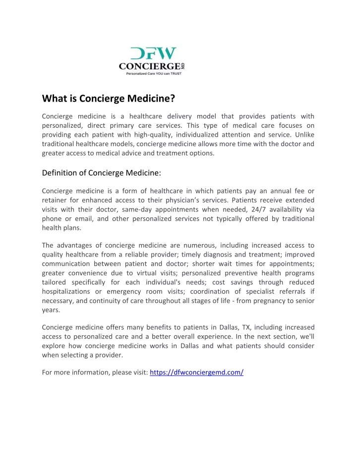 what is concierge medicine