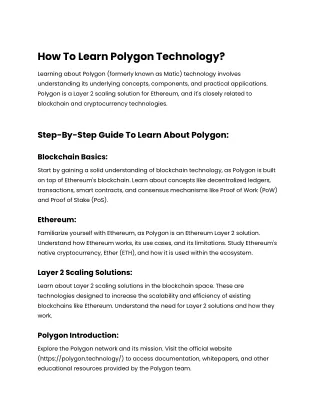 how to learn polygon technology