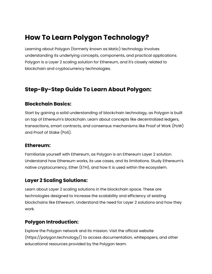 how to learn polygon technology