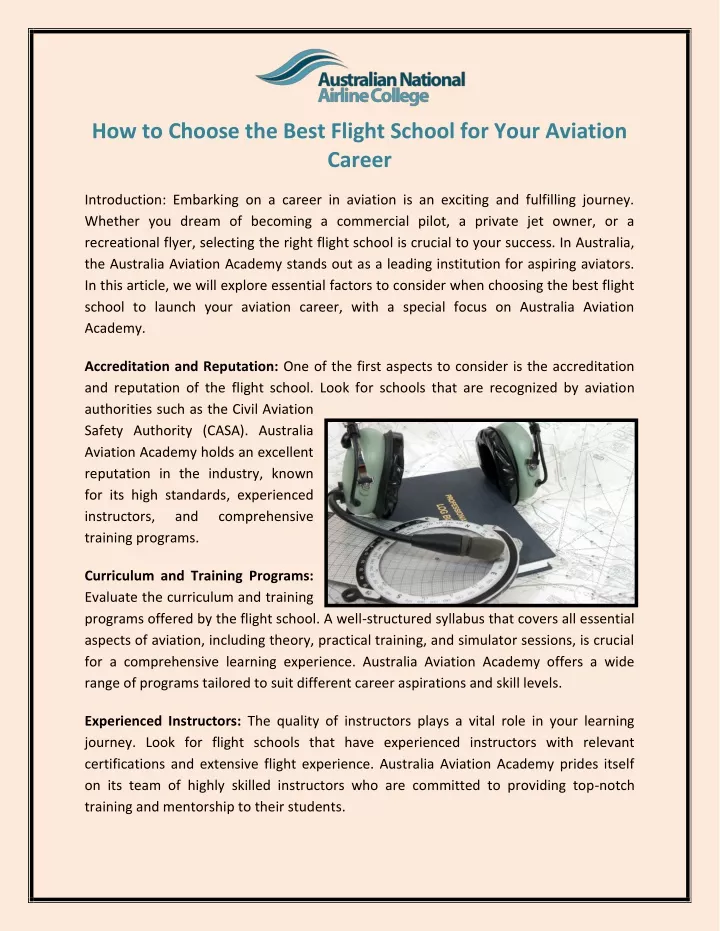 how to choose the best flight school for your