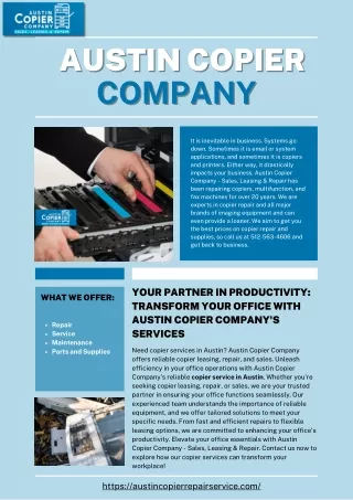 Your Partner in Productivity: Transform Your Office with Austin Copier Company's
