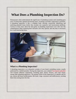 What Does a Plumbing Inspection Do