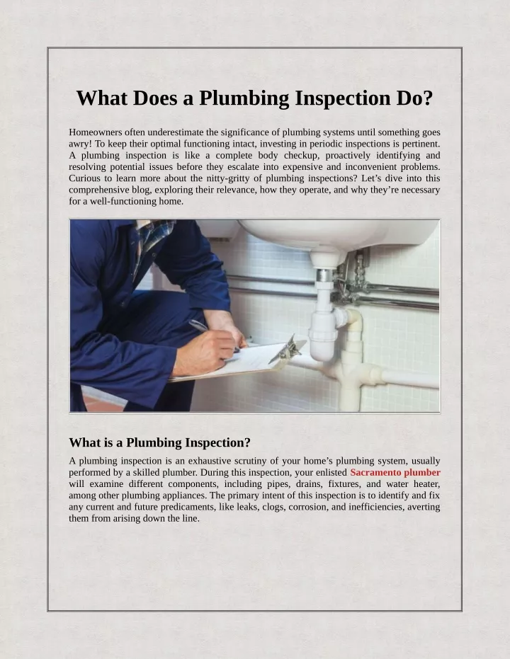 what does a plumbing inspection do