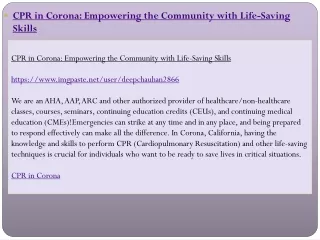 CPR in Corona: Empowering the Community with Life-Saving Skills