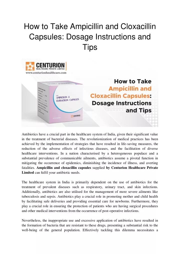 how to take ampicillin and cloxacillin capsules