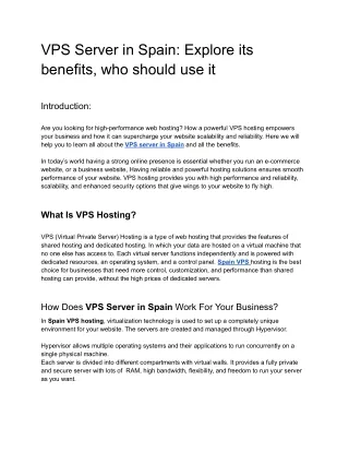 VPS Server in Spain_ Explore its benefits, who should use it