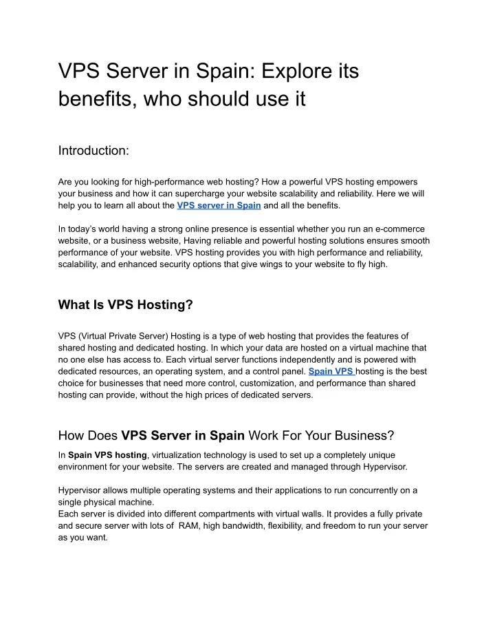 vps server in spain explore its benefits