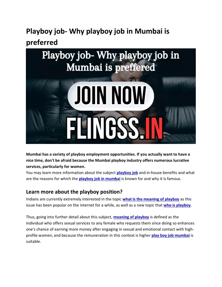 playboy job why playboy job in mumbai is preferred