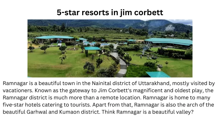 5 star resorts in jim corbett