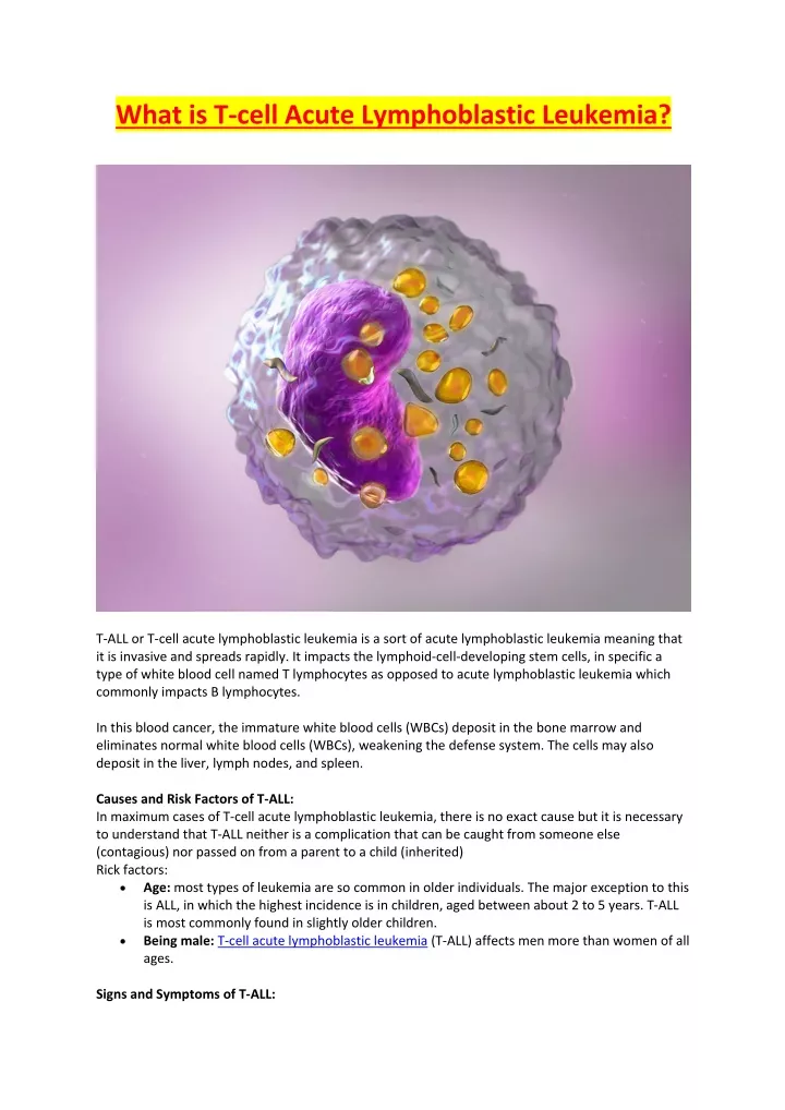 what is t cell acute lymphoblastic leukemia