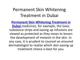 Permanent Skin Whitening Treatment in Dubai