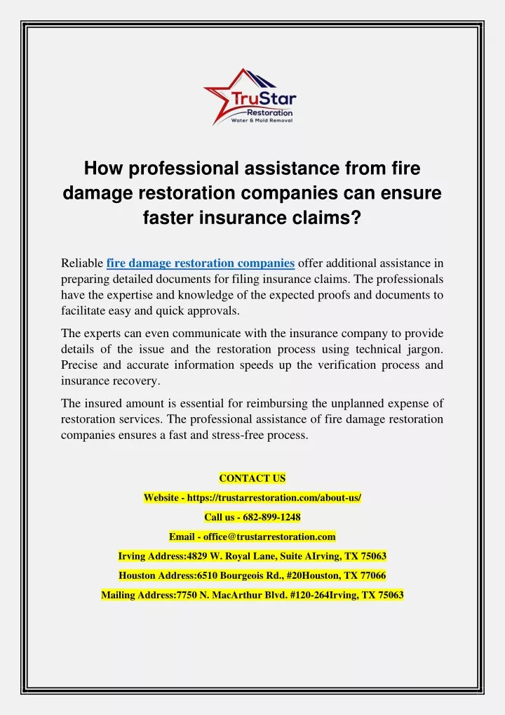 how professional assistance from fire damage