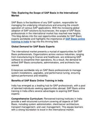 title exploring the scope of sap basis