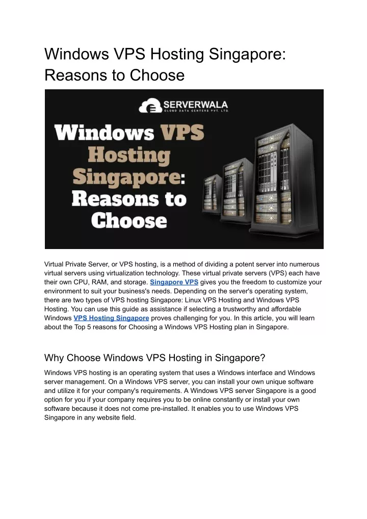 windows vps hosting singapore reasons to choose