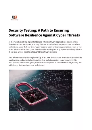 Security Testing- A Path to Ensuring Software Resilience Against Cyber Threats .docx