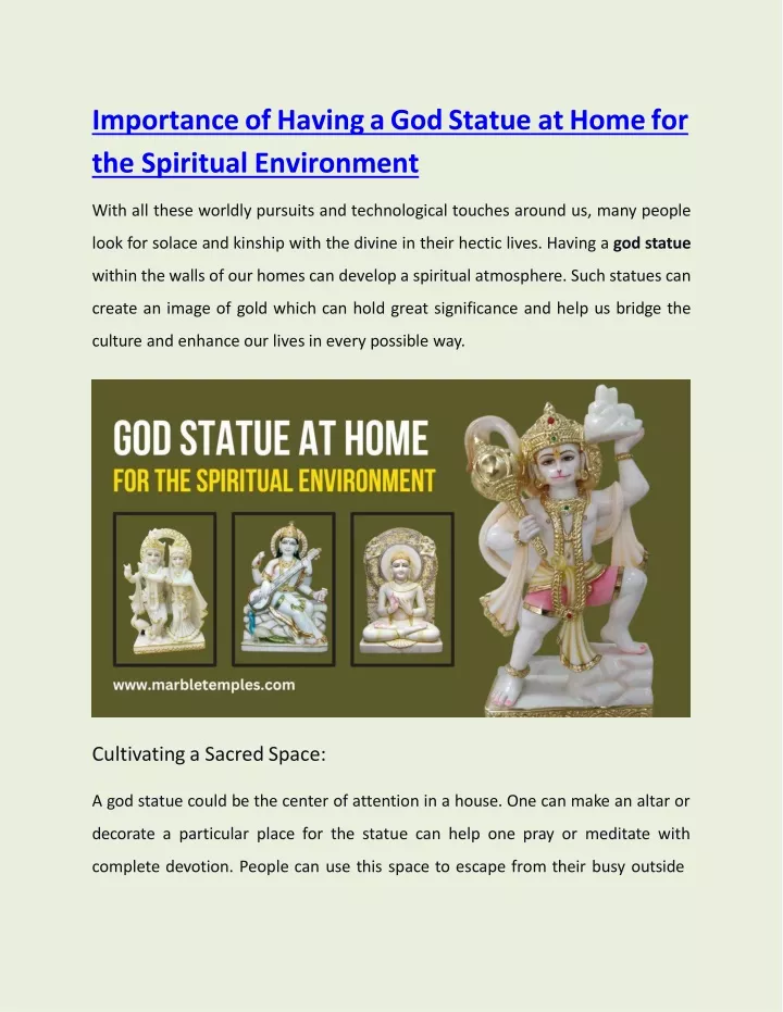 importance of having a god statue at home for the spiritual environment