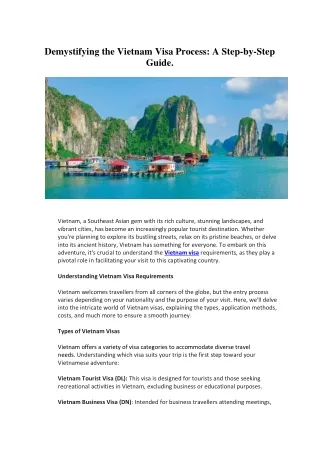 Demystifying the Vietnam Visa Process A Step-by-step guide.