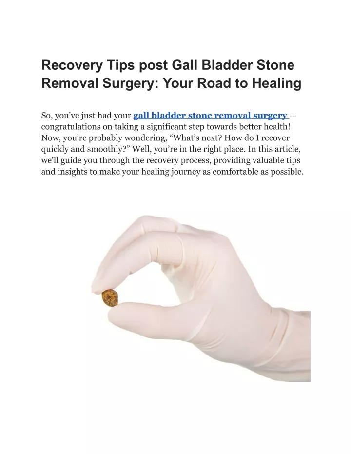 recovery tips post gall bladder stone removal