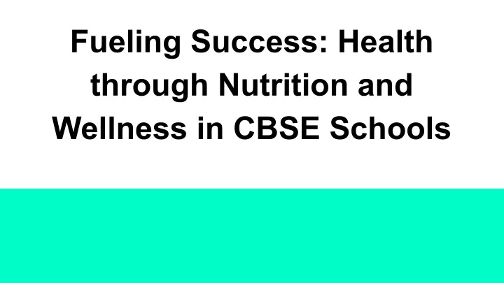 fueling success health through nutrition